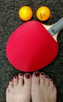 Nancie's toes get ready for table tennis Nancie's toes get ready for table tennis